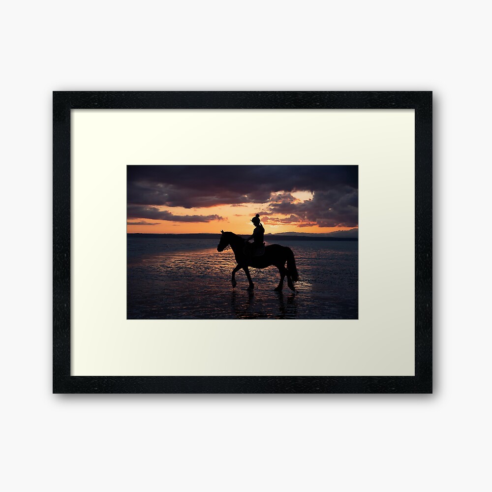 horse ridding into the sunset cefn sidn pembrey - s j huggett