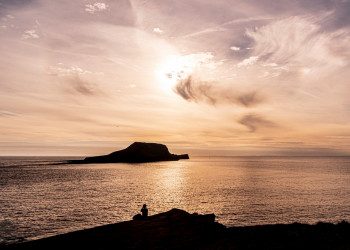 Sunset at Rhossili bay Gower wales - taken by steve j huggett